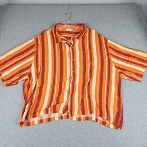 ASOS DESIGN Shirt Mens 2XL Multi Striped Viscose Short Sleeve Camp Collar Boxy